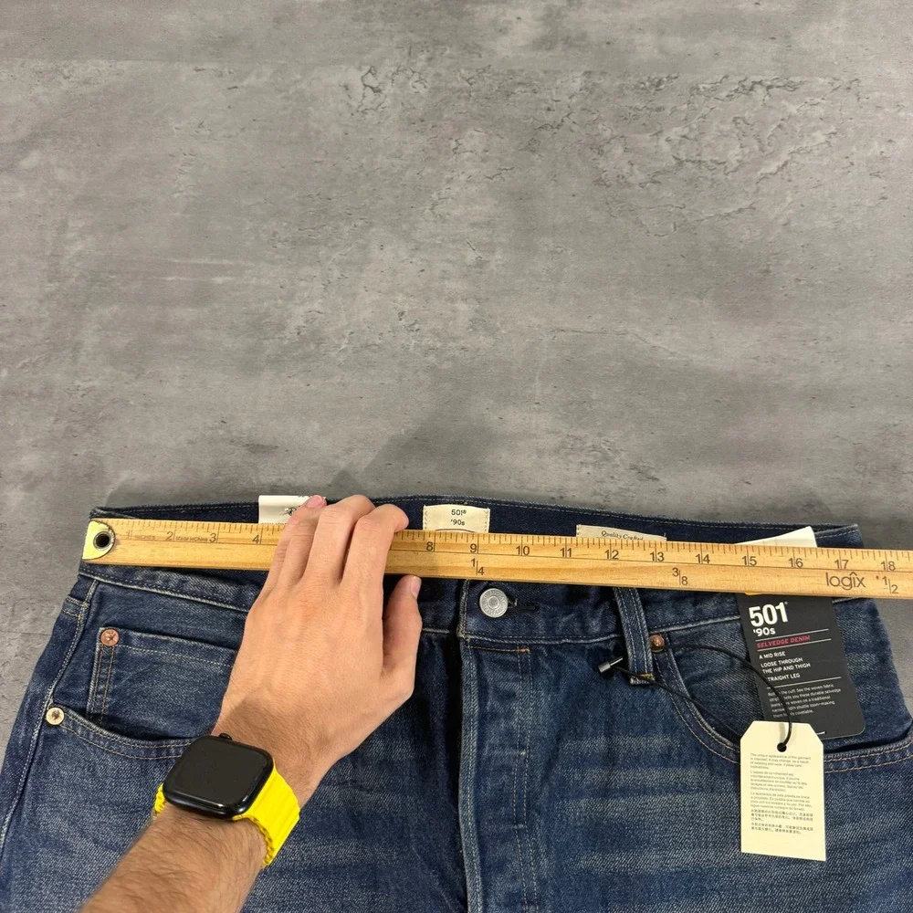 Levi's Jeans 32x30 501 90s Blue Selvedge Denim Straight Leg Dark Wash Big E $138